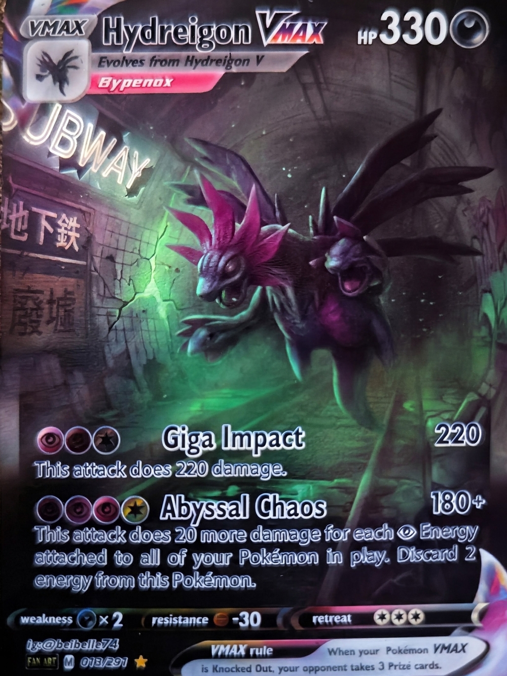 Hydreigon VMAX Dark Purple Collectible Card - Unbranded